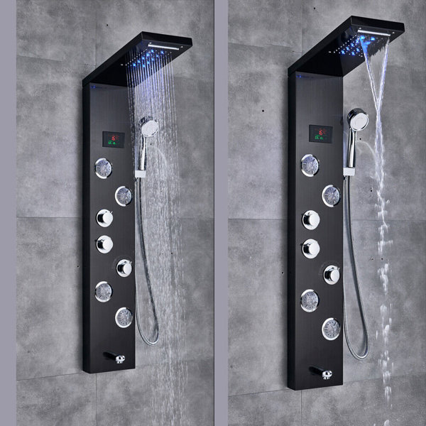 ROVATE Systèe de tour de douche avec poeau de douche cascade à LED